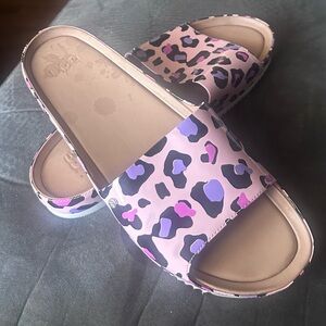 UGG Pink and Purple Leopard Print Slides